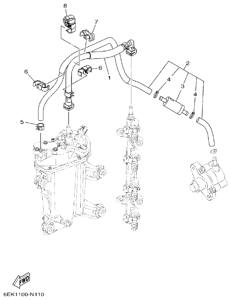Yamaha F115B, FL115B, FL115BET FUEL INJECTION PUMP 2 parts diagram